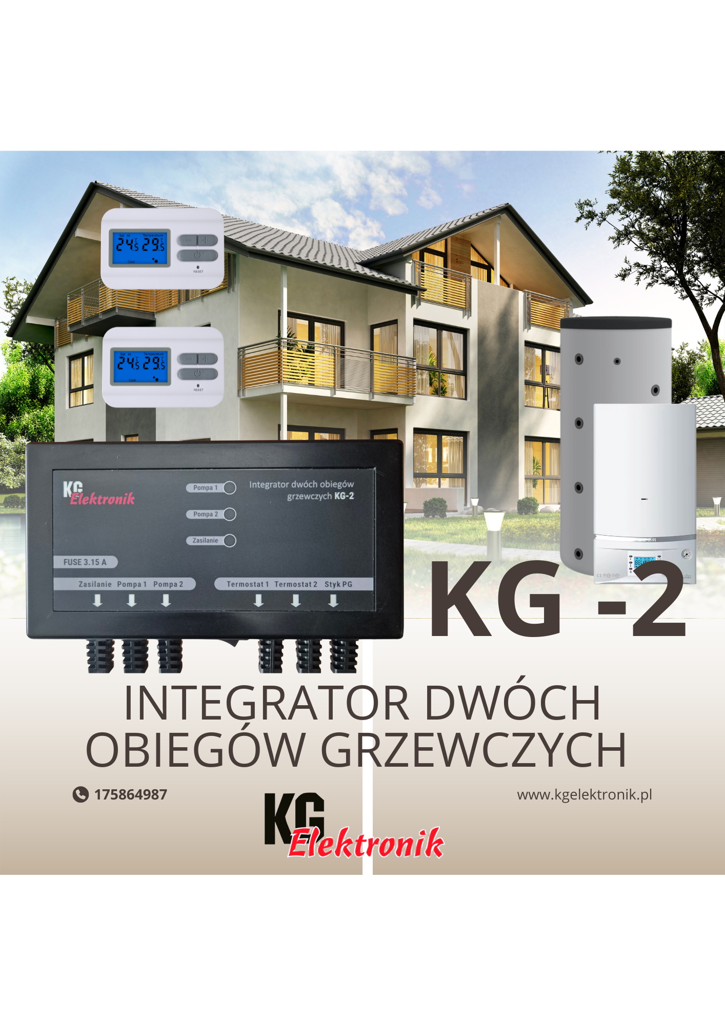 Sterownik KG-2   Integrator dwóch obiegów grzewczych
